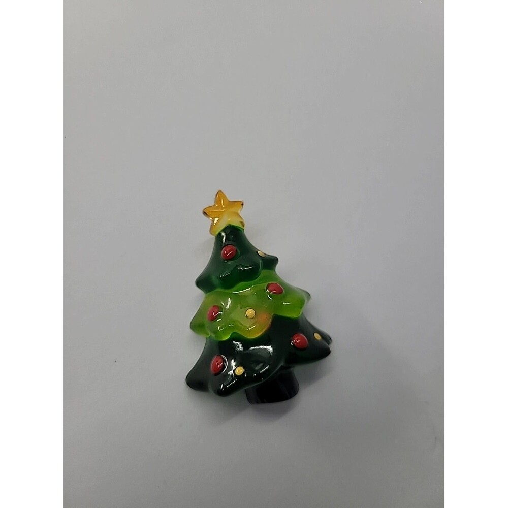 Vintage Plastic Christmas Tree Brooch Pin Green Red Oranments Star Topper Light - Picture 6 of 12